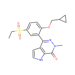 CCS(=O)(=O)c1ccc(OCC2CC2)c(-c2nn(C)c(=O)c3[nH]ccc23)c1 ZINC000146405159