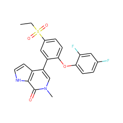 CCS(=O)(=O)c1ccc(Oc2ccc(F)cc2F)c(-c2cn(C)c(=O)c3[nH]ccc23)c1 ZINC000146402676