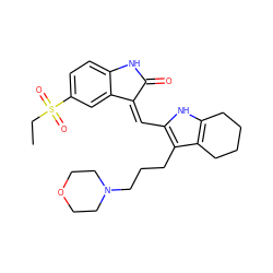 CCS(=O)(=O)c1ccc2c(c1)/C(=C/c1[nH]c3c(c1CCCN1CCOCC1)CCCC3)C(=O)N2 ZINC000013588486