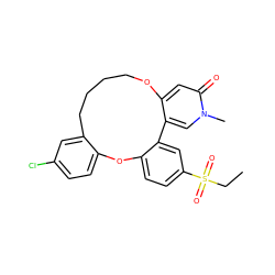 CCS(=O)(=O)c1ccc2c(c1)-c1cn(C)c(=O)cc1OCCCCc1cc(Cl)ccc1O2 ZINC001772635134