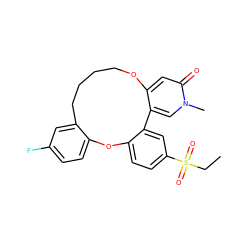 CCS(=O)(=O)c1ccc2c(c1)-c1cn(C)c(=O)cc1OCCCCc1cc(F)ccc1O2 ZINC000653746705