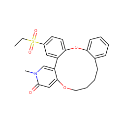 CCS(=O)(=O)c1ccc2c(c1)-c1cn(C)c(=O)cc1OCCCCc1ccccc1O2 ZINC001772648541