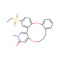 CCS(=O)(=O)c1ccc2c(c1)-c1cn(C)c(=O)cc1OCCCc1ccccc1O2 ZINC001772640424