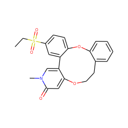 CCS(=O)(=O)c1ccc2c(c1)-c1cn(C)c(=O)cc1OCCc1ccccc1O2 ZINC001772570926