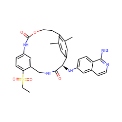 CCS(=O)(=O)c1ccc2cc1CNC(=O)[C@H](Nc1ccc3c(N)nccc3c1)c1cc(C)c(c(C)c1)CCOC(=O)N2 ZINC000142722692