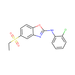 CCS(=O)(=O)c1ccc2oc(Nc3ccccc3Cl)nc2c1 ZINC000006784586