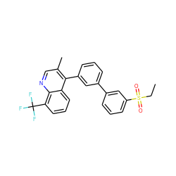 CCS(=O)(=O)c1cccc(-c2cccc(-c3c(C)cnc4c(C(F)(F)F)cccc34)c2)c1 ZINC000049113947