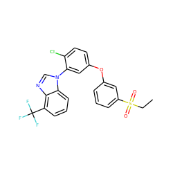 CCS(=O)(=O)c1cccc(Oc2ccc(Cl)c(-n3cnc4c(C(F)(F)F)cccc43)c2)c1 ZINC000045340253