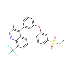 CCS(=O)(=O)c1cccc(Oc2cccc(-c3c(C)cnc4c(C(F)(F)F)cccc34)c2)c1 ZINC000045352801