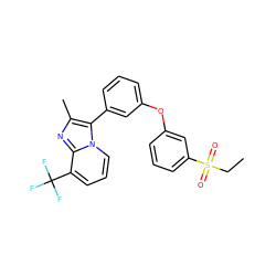 CCS(=O)(=O)c1cccc(Oc2cccc(-c3c(C)nc4c(C(F)(F)F)cccn34)c2)c1 ZINC000045349701