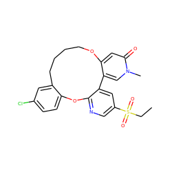 CCS(=O)(=O)c1cnc2c(c1)-c1cn(C)c(=O)cc1OCCCCc1cc(Cl)ccc1O2 ZINC001772646580