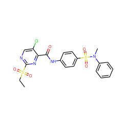 CCS(=O)(=O)c1ncc(Cl)c(C(=O)Nc2ccc(S(=O)(=O)N(C)c3ccccc3)cc2)n1 ZINC000008611965