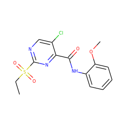 CCS(=O)(=O)c1ncc(Cl)c(C(=O)Nc2ccccc2OC)n1 ZINC000004839790