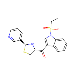 CCS(=O)(=O)n1cc(C(=O)[C@@H]2CS[C@@H](c3cccnc3)N2)c2ccccc21 ZINC000013737473