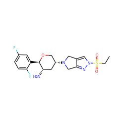 CCS(=O)(=O)n1cc2c(n1)CN([C@H]1CO[C@H](c3cc(F)ccc3F)[C@@H](N)C1)C2 ZINC000653755602