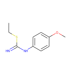 CCSC(=N)Nc1ccc(OC)cc1 ZINC000013762667