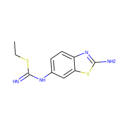 CCSC(=N)Nc1ccc2nc(N)sc2c1 ZINC000028818909