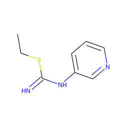 CCSC(=N)Nc1cccnc1 ZINC000013762706