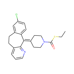 CCSC(=O)N1CCC(=C2c3ccc(Cl)cc3CCc3cccnc32)CC1 ZINC000034318443