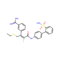 CCSC/C(=C(\F)C(=O)Nc1ccc(-c2ccccc2S(N)(=O)=O)cc1)c1cccc(C(=N)N)c1 ZINC000013442385