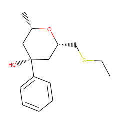 CCSC[C@@H]1C[C@@](O)(c2ccccc2)C[C@H](C)O1 ZINC000049052513