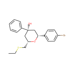 CCSC[C@@H]1C[C@@](O)(c2ccccc2)C[C@H](c2ccc(Br)cc2)O1 ZINC000049068768