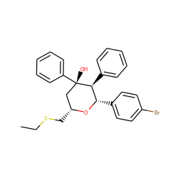 CCSC[C@@H]1C[C@](O)(c2ccccc2)[C@@H](c2ccccc2)[C@H](c2ccc(Br)cc2)O1 ZINC000049784236