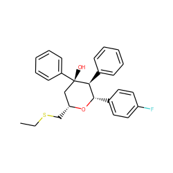 CCSC[C@@H]1C[C@](O)(c2ccccc2)[C@@H](c2ccccc2)[C@H](c2ccc(F)cc2)O1 ZINC000049073192