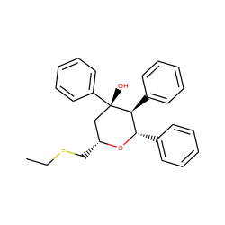 CCSC[C@@H]1C[C@](O)(c2ccccc2)[C@@H](c2ccccc2)[C@H](c2ccccc2)O1 ZINC000049072496