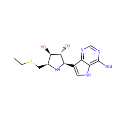 CCSC[C@@H]1N[C@H](c2c[nH]c3c(N)ncnc23)[C@@H](O)[C@@H]1O ZINC000026987781