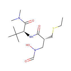 CCSC[C@H](CN(O)C=O)C(=O)N[C@H](C(=O)N(C)C)C(C)(C)C ZINC000013537016