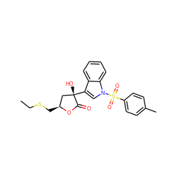 CCSC[C@H]1C[C@](O)(c2cn(S(=O)(=O)c3ccc(C)cc3)c3ccccc23)C(=O)O1 ZINC000029038262