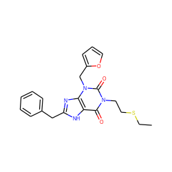 CCSCCn1c(=O)c2[nH]c(Cc3ccccc3)nc2n(Cc2ccco2)c1=O ZINC000045387791