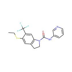 CCSc1cc2c(cc1C(F)(F)F)N(C(=O)Nc1cccnc1)CC2 ZINC000013779452