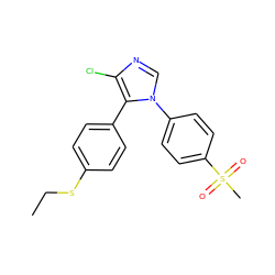 CCSc1ccc(-c2c(Cl)ncn2-c2ccc(S(C)(=O)=O)cc2)cc1 ZINC000013525180