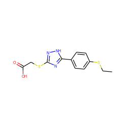 CCSc1ccc(-c2nc(SCC(=O)O)n[nH]2)cc1 ZINC000219726761