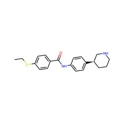 CCSc1ccc(C(=O)Nc2ccc([C@@H]3CCCNC3)cc2)cc1 ZINC000117723602