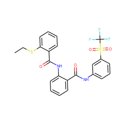 CCSc1ccccc1C(=O)Nc1ccccc1C(=O)Nc1cccc(S(=O)(=O)C(F)(F)F)c1 ZINC000199853915