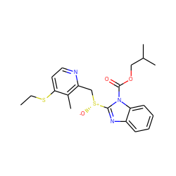 CCSc1ccnc(C[S@@+]([O-])c2nc3ccccc3n2C(=O)OCC(C)C)c1C ZINC000013820778