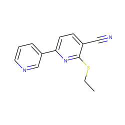 CCSc1nc(-c2cccnc2)ccc1C#N ZINC000000496333