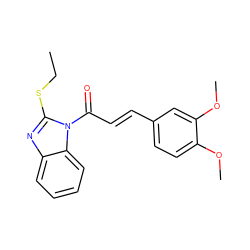 CCSc1nc2ccccc2n1C(=O)/C=C/c1ccc(OC)c(OC)c1 ZINC000012561888