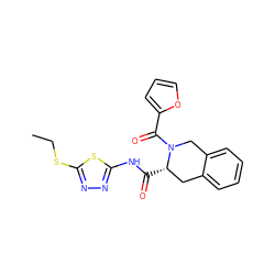 CCSc1nnc(NC(=O)[C@H]2Cc3ccccc3CN2C(=O)c2ccco2)s1 ZINC000002624447