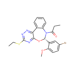 CCSc1nnc2c(n1)O[C@@H](c1cc(Br)ccc1OC)N(C(=O)CC)c1ccccc1-2 ZINC000000684541