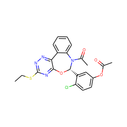 CCSc1nnc2c(n1)O[C@@H](c1cc(OC(C)=O)ccc1Cl)N(C(C)=O)c1ccccc1-2 ZINC000000683728