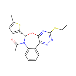 CCSc1nnc2c(n1)O[C@@H](c1ccc(C)s1)N(C(C)=O)c1ccccc1-2 ZINC000000684189