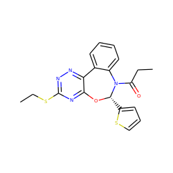 CCSc1nnc2c(n1)O[C@@H](c1cccs1)N(C(=O)CC)c1ccccc1-2 ZINC000000684584