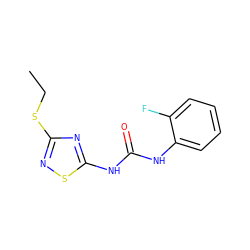 CCSc1nsc(NC(=O)Nc2ccccc2F)n1 ZINC000004898318