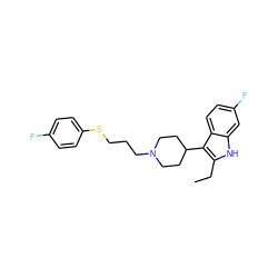 CCc1[nH]c2cc(F)ccc2c1C1CCN(CCCSc2ccc(F)cc2)CC1 ZINC000115228335