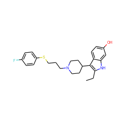 CCc1[nH]c2cc(O)ccc2c1C1CCN(CCCSc2ccc(F)cc2)CC1 ZINC000299839145