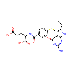 CCc1[nH]c2nc(N)[nH]c(=O)c2c1Sc1ccc(C(=O)N[C@@H](CCC(=O)O)C(=O)O)cc1 ZINC000013680746